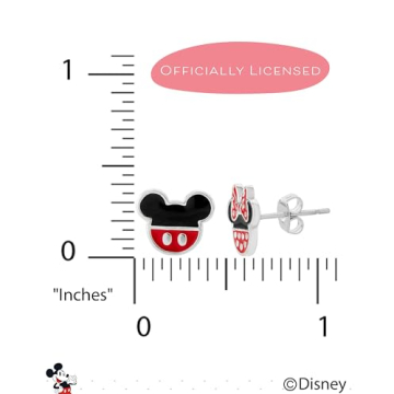 Disney Mickey Minnie Mismatched Stud Earrings Silver Plated