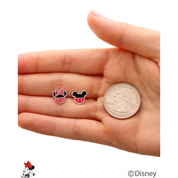 Disney Mickey Minnie Mismatched Stud Earrings Silver Plated