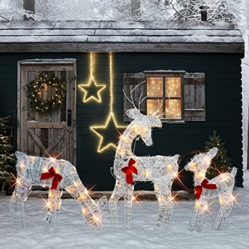 HOURLEEY Christmas Outdoor Deer Family Decor Set