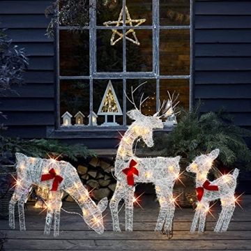 HOURLEEY Christmas Outdoor Deer Family Decor Set