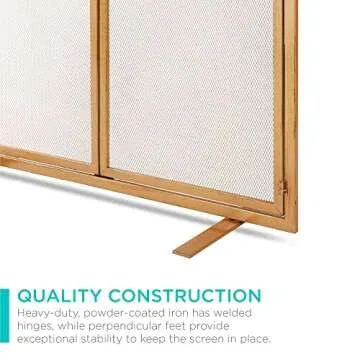 Modern Wrought Iron 2-Door Fireplace Screen for Safety