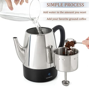 Mixpresso Electric Percolator 4 Cup Stainless Steel Coffee Maker