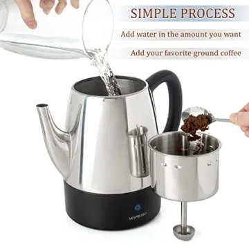 Mixpresso Electric Percolator 4 Cup Stainless Steel Coffee Maker