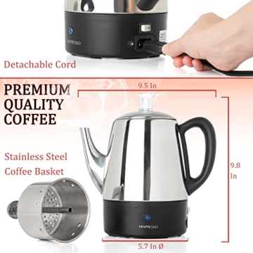 Mixpresso Electric Percolator 4 Cup Stainless Steel Coffee Maker