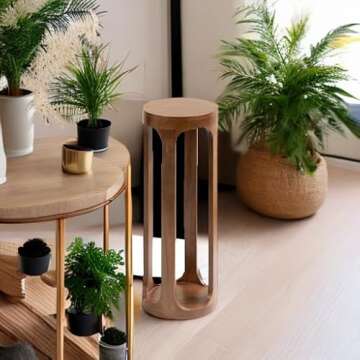 Kate and Laurel Dahl Wooden Round Drink Table, 8 x 23, Walnut Brown, Mid-Century Modern Circle Wood Accent Pedestal Table for Living Room Plant Stand or Small Bedroom Nightstand