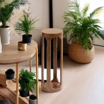 Kate and Laurel Dahl Wooden Round Drink Table, 8 x 23, Walnut Brown, Mid-Century Modern Circle Wood Accent Pedestal Table for Living Room Plant Stand or Small Bedroom Nightstand