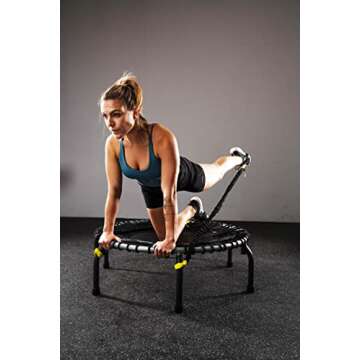 JumpSport 350f Lightweight Round Fitness Indoor Trampoline Rebounder Workout Home Gym Equipment with...