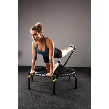 JumpSport 350f Lightweight Round Fitness Indoor Trampoline Rebounder Workout Home Gym Equipment with...