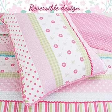 Cozy Line Pink Polka Dot Flower Girl Bedding Set, Queen