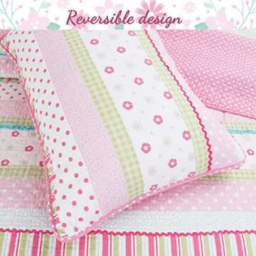 Cozy Line Pink Polka Dot Flower Girl Bedding Set, Queen