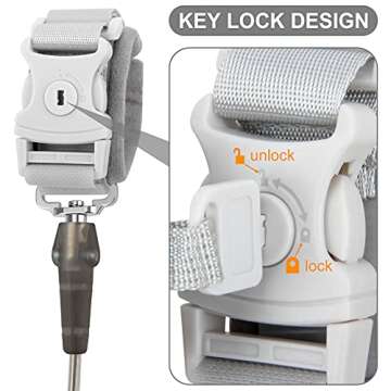 Blisstime Toddler Leash with Key Lock, Upgraded Anti Lost Wrist Link Baby Leash with 360 Degree Rota...