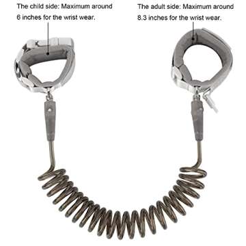 Blisstime Toddler Leash with Key Lock, Upgraded Anti Lost Wrist Link Baby Leash with 360 Degree Rotating Connector and Adjustable Bracelet for Babies Toddlers Child Kids (8.2ft/2.5m, Dark Gray)