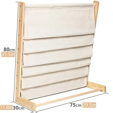 Morimoe Sling Bookshelf Kids Book Rack Storage, Natural Beige (Beige, W:75cm)