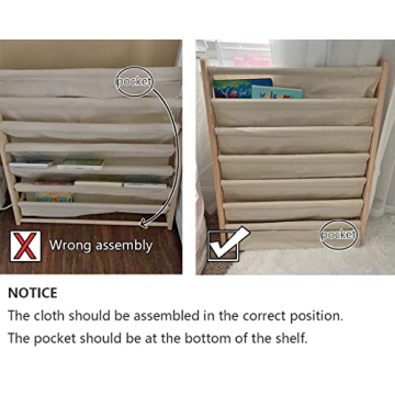 Morimoe Sling Bookshelf Kids Book Rack Storage, Natural Beige (Beige, W:75cm)