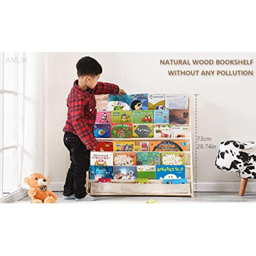 Morimoe Sling Bookshelf Kids Book Rack Storage, Natural Beige (Beige, W:75cm)