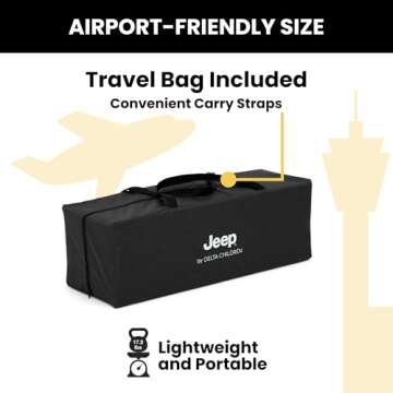 Jeep Horizon Compact Travel 2-in-1 Play Yard and Bassinet, Black