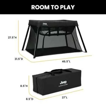 Jeep Horizon Compact Travel 2-in-1 Play Yard and Bassinet, Black