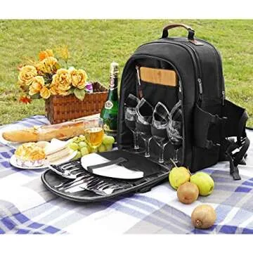 Sunflora Insulated Picnic Backpack for 4 Persons