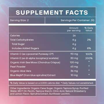 Sea Moss Glow Gummies I Hair Skin and Nails Vitamins, Seamoss, Pearl Powder, Vitamin E, Aloe Vera, Liposomal Vitamin C, Irish Sea Moss Gummies for Women & Men - 60 Count