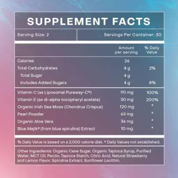 Sea Moss Glow Gummies I Hair Skin and Nails Vitamins, Seamoss, Pearl Powder, Vitamin E, Aloe Vera, Liposomal Vitamin C, Irish Sea Moss Gummies for Women & Men - 60 Count