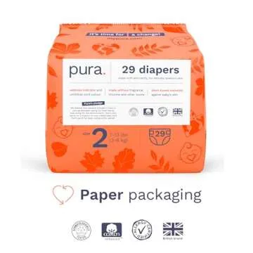 Pura Hypoallergenic Diapers Size 2 Monthly Pack - Eco-Friendly, Soft, 174 Diapers