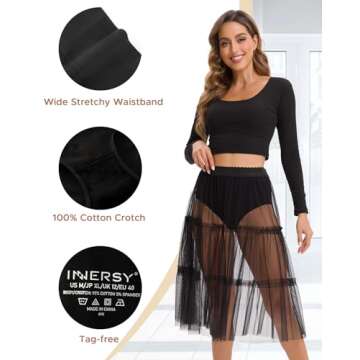 INNERSY Women's Underwear Cotton High Waisted Underwear Women Pack Briefs Ladies Cotton Panties 5 Pack(X-Large, Black)