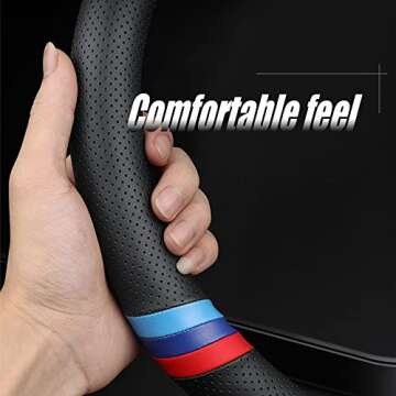 YOUDAXIN New Nappa Leather Steering Wheel Cover - Sporty and Comfortable Fit for All Vehicles