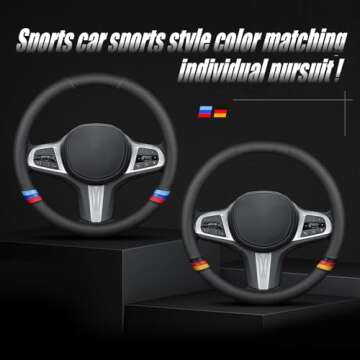 YOUDAXIN Nappa Leather Steering Wheel Cover 15" - Stylish & Comfortable