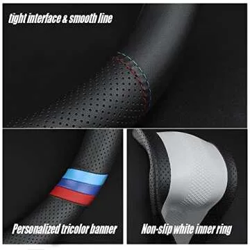 YOUDAXIN Nappa Leather Steering Wheel Cover 15" - Stylish & Comfortable