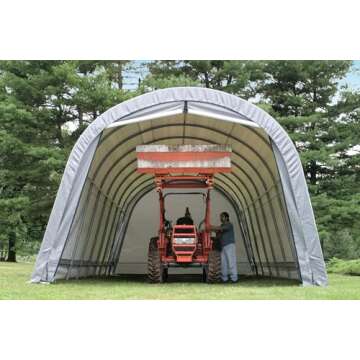 ShelterLogic Roundtop 14x32x12 ft. Instant Garage - All-Season Fabric-Covered Shelter for RVs, Truck...