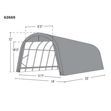 ShelterLogic Roundtop 14x32x12 ft. Instant Garage - All-Season Fabric-Covered Shelter for RVs, Trucks, Boats, Cars