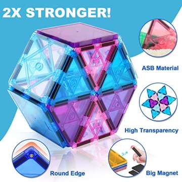 NVHH Magnetic Tiles Kids Toys for 3 4 5 6 7 8+ Year Old Boys Girls Frozen Toys Castle Princess Magnetic Building Blocks Educational Toddler Girls Toys Age 2-4 5 6-8 Year Old Girl Boy Birthday 47pcs