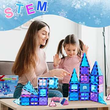 NVHH Magnetic Tiles Kids Toys for 3 4 5 6 7 8+ Year Old Boys Girls Frozen Toys Castle Princess Magnetic Building Blocks Educational Toddler Girls Toys Age 2-4 5 6-8 Year Old Girl Boy Birthday 47pcs