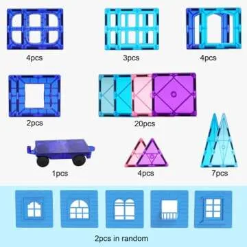 NVHH Magnetic Tiles Kids Toys for 3 4 5 6 7 8+ Year Old Boys Girls Frozen Toys Castle Princess Magnetic Building Blocks Educational Toddler Girls Toys Age 2-4 5 6-8 Year Old Girl Boy Birthday 47pcs