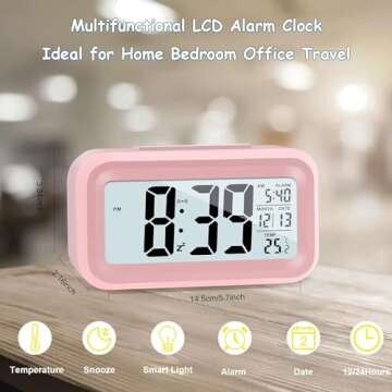 4.5" LED Display Digital Alarm Clock - Battery Operated & Night Light