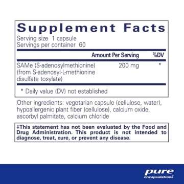 Pure Encapsulations SAMe S-Adenosylmethionine 180's - Supports Joint Health & Glutathione Production...