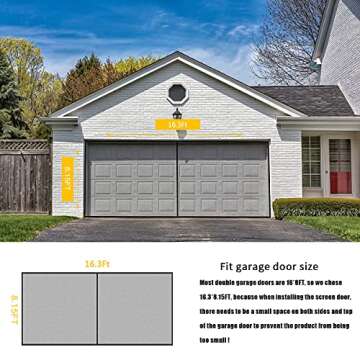 LIAMST Garage Door Screen for 16x8FT- 2 Car Garage Doors, Reinforced Fiberglass Door Screen,Stronger...