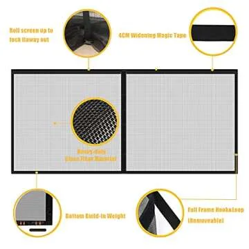 LIAMST Garage Door Screen for 16x8FT- 2 Car Garage Doors, Reinforced Fiberglass Door Screen,Stronger High Energy Magnets ， Magnetic Screen Door