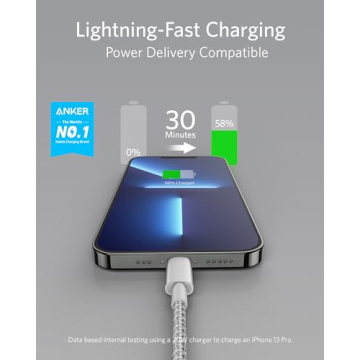Anker New Nylon USB C to Lightning Cable, Apple MFi Certified for iPhone 14 Series, and More (6FT,Silver)