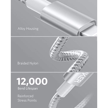 Anker New Nylon USB C to Lightning Cable, Apple MFi Certified for iPhone 14 Series, and More (6FT,Silver)