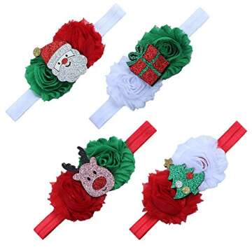 Festivous Wishel Baby Girls Headbands Set Christmas Hair Bow Bands Flower Hair Accessories (4 Styles...