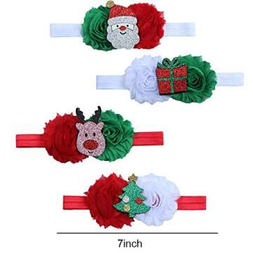 Festivous Wishel Baby Girls Headbands Set Christmas Hair Bow Bands Flower Hair Accessories (4 Styles)