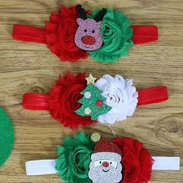 Festivous Wishel Baby Girls Headbands Set Christmas Hair Bow Bands Flower Hair Accessories (4 Styles)