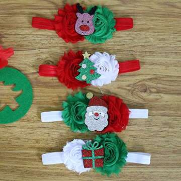Festivous Wishel Baby Girls Headbands Set Christmas Hair Bow Bands Flower Hair Accessories (4 Styles)