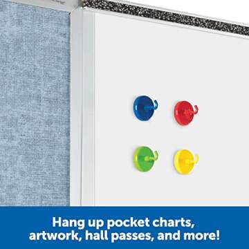 Learning Resources Super Strong Magnetic Hooks - 4 Pieces Sign Holders, Classroom Hooks, Teacher Sup...