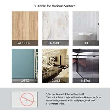 Decobay D2 Wall Mount Phone Holder, Hands Free Phone Holder with Adhesive and Data Cable Receiving Hole for Shower, Charging, RV, Compatible with iPhone, Smartphone Cables, Keys and More (Grey)