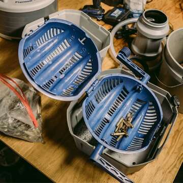 Frankford Arsenal Platinum Series Wet/Dry Media Separator with Perforated Sifter and Mesh Media Strainer for Reloading, blue, gray