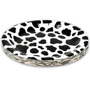 Gift Boutique 122 Pcs Cow Print Party Supplies Disposable Set Paper Plates Cup Napkin for Barnyard C...