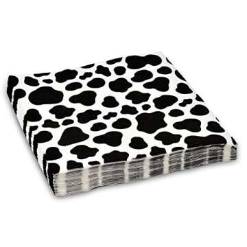 Gift Boutique 122 Pcs Cow Print Party Supplies Disposable Set Paper Plates Cup Napkin for Barnyard Cowboy Cowgirl Farm Animal Barn Birthday Baby Shower Serves 24
