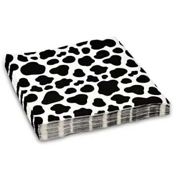Gift Boutique 122 Pcs Cow Print Party Supplies Disposable Set Paper Plates Cup Napkin for Barnyard Cowboy Cowgirl Farm Animal Barn Birthday Baby Shower Serves 24